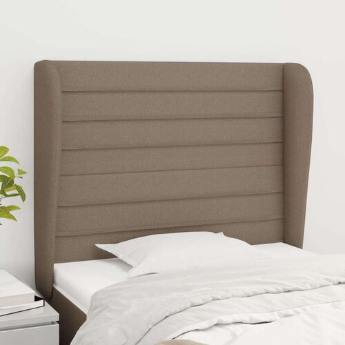  Vzglavje z u&amp;scaron;esi taupe 83x23x118/128 cm blago Slike