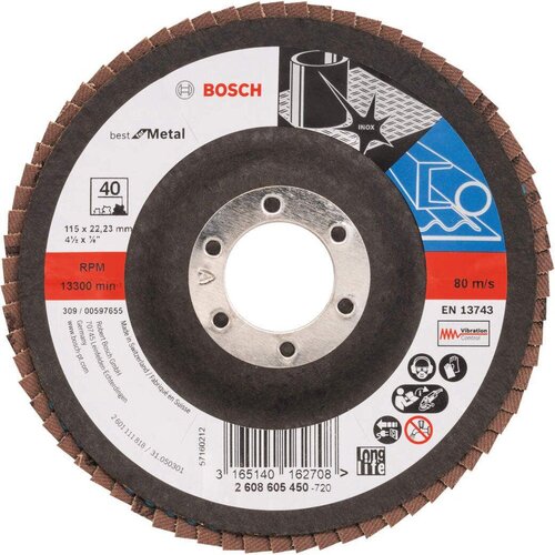 Bosch lamelni brusni disk X571, Best for Metal Prečnik 115 mm; granulacija 40, kolenasti - 2608605450 Cene