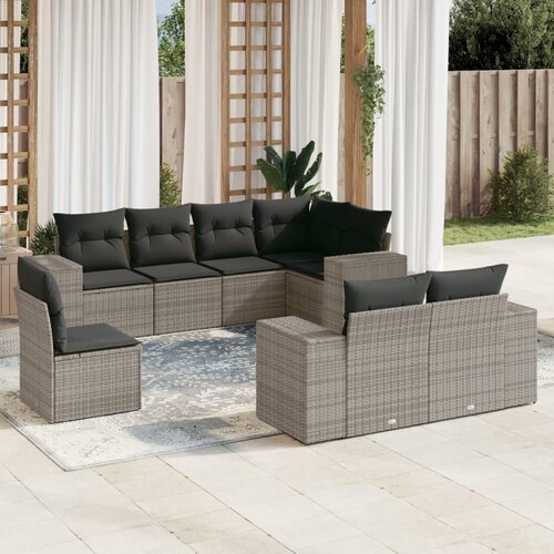 vidaXL 8-dijelni set vrtnih sofa od poliratana s jastucima sivi Cijene