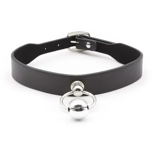 Fetish Addict Collar with Hoop and Bell Black