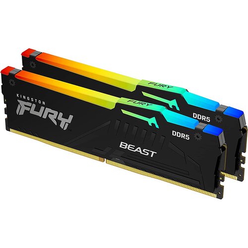 Kingston dimm DDR5 128GB (2x64GB kit) 5600MT/s KF556C36BBEAK2-128 fury beast black rgb expo Slike