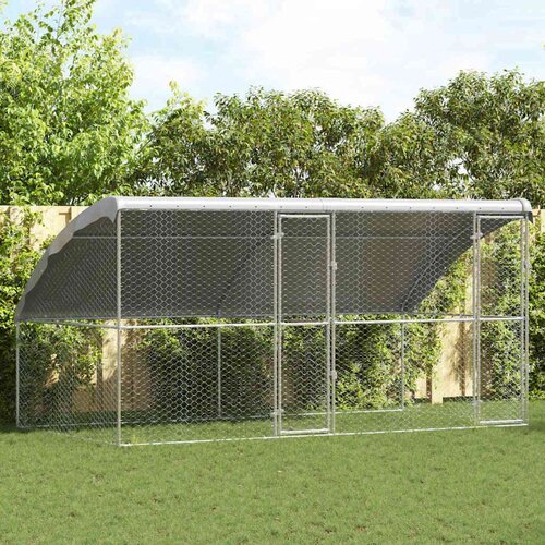  Kućica za pse s pohranom 2 pcs Srebrno 4 x 2 x 2 m Čelik Cene