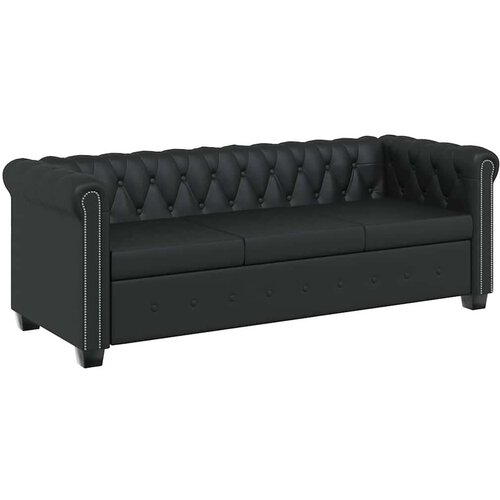  Trosjed Chesterfield od umjetne kože crni Slike