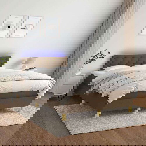  Box spring postelja z vzmetnico LED tem. rjava 120x200 cm blago, (20726970) Cene