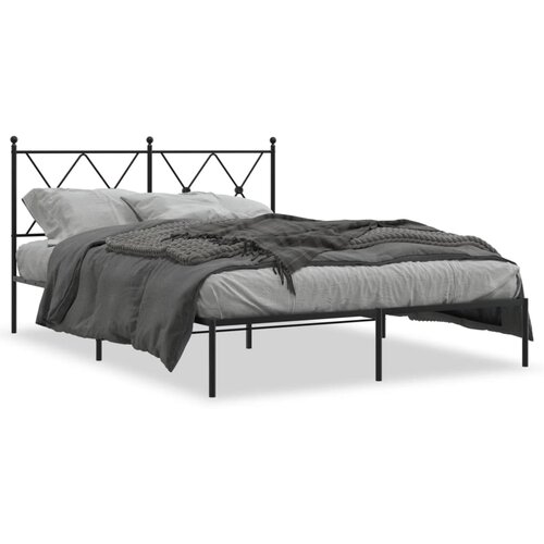 Maison Chic Kovinski Posteljni okvir - Dvoposteljna postelja - Zakonska postelja z vzglavjem črn 140x200 cm, (21692949) Slike