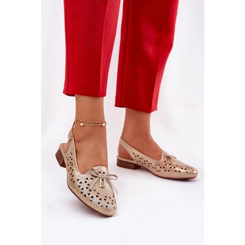 Boto Perforated Ballerinas With Open Heel Gold Navinnia Cene