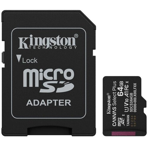 Kingston 64GB microSDXC Canvas Select Plus Gen3 100MB/s A1 Card + Adapter Slike