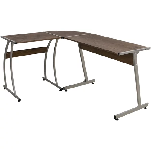 vidaXL Kutni radni stol smeđi od konstruiranog drva