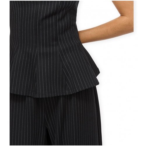 Vila Topi &amp;amp; Bluze Top Mastriba - Black Beauty/Pinstripe Črna Slike