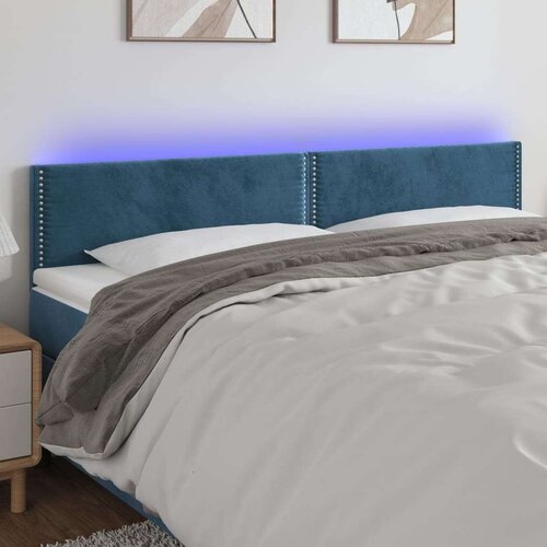  Posteljno vzglavje temno modro 180x5x78/88 cm žamet Slike