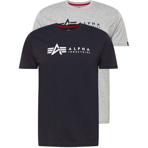 Alpha Industries Majica mornarska / pegasto siva / črna / bela Slike