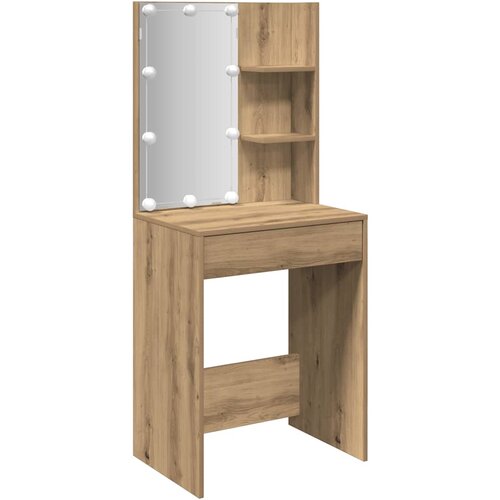 vidaXL Toaletna mizica z LED lučkami artisan hrast 60x40x140 cm Cene