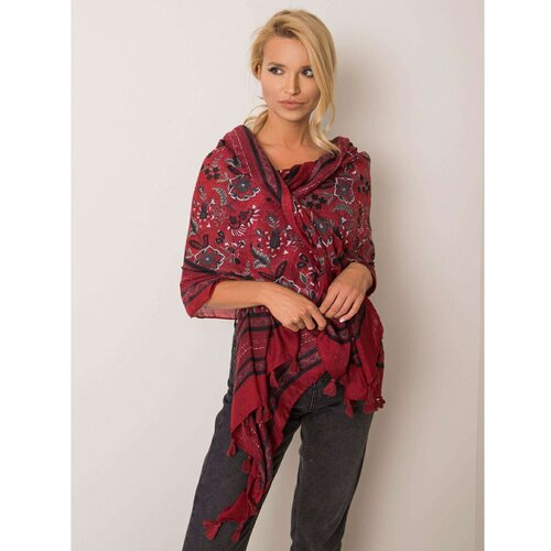 Fashion Hunters Burgundy shawl with a floral motif Slike