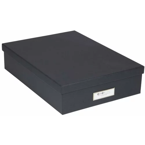Bigso Box of Sweden Temno siva škatla za shranjevanje dokumentov Bigso, velikost A4, z etiketo z imenom