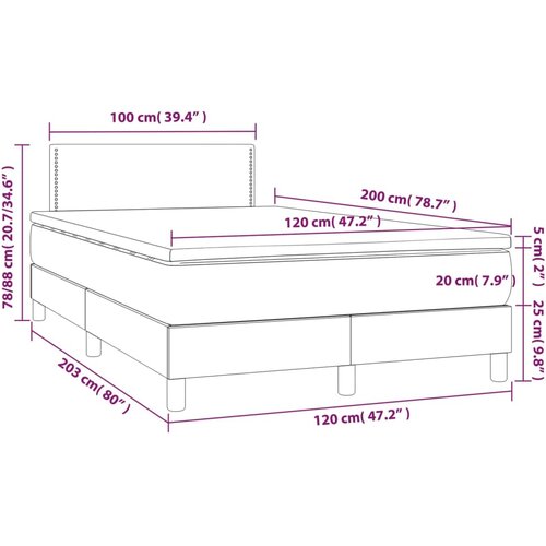  box spring s madracem LED tamnosivi 120 x 200 cm tkanina Slike