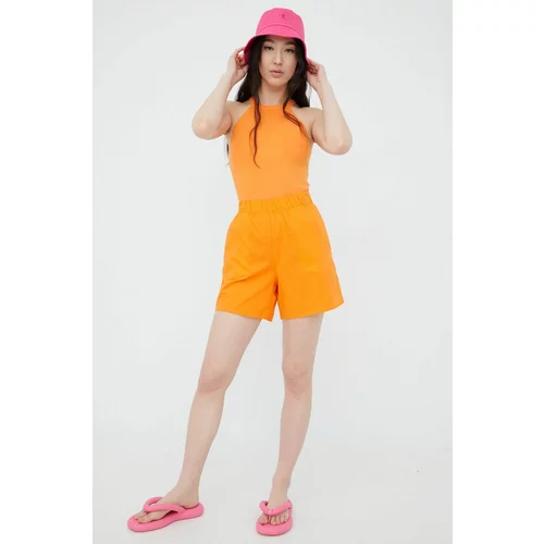 Noisy May Pamučne kratke hlače za žene, boja: narančasta, glatki materijal, srednje visoki struk