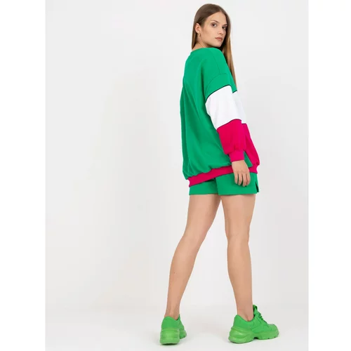 Fashion Hunters Basic green and fuchsia sweatshirt without hood from RUE PARIS