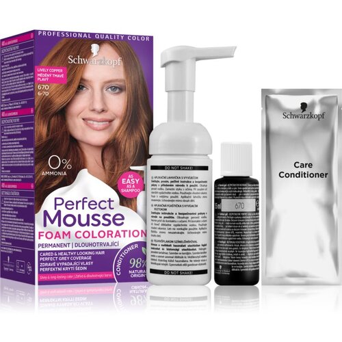 Schwarzkopf Perfect Mousse permanentna barva za lase odtenek 670 Lively copper Cene
