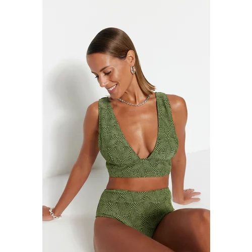 Trendyol bikini top - green - textured