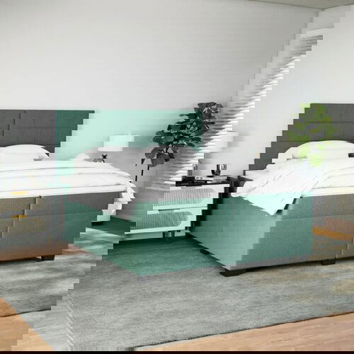 vidaXL Box spring postelja z vzmetnico temno zelena 200x200 cm žamet, (21305776) Cene