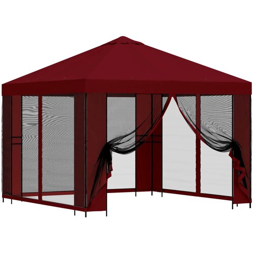 vidaXL Vrtni gazebo s stranskimi stenami 3 x 3 m Burgundija, (5000219051) Cene