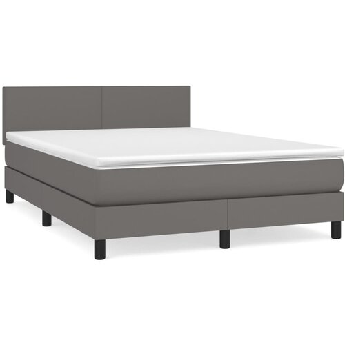 Maison Chic Box spring postelja - Vzmetna postelja z vzmetnico siv 140x190 cm umetno usnje SL19558, (21893946) Cene
