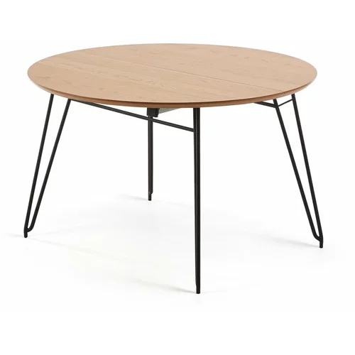 Kave Home blagovaonski stol na razvlačenje s hrastovom pločom Novaks, ø 120 cm