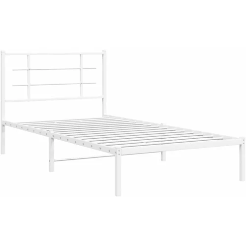 vidaXL Kovinski posteljni okvir z vzglavjem bel 100x200 cm, (21007241)
