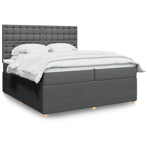 VidaXL Krevet s oprugama i madracem tamnosivi 200 x 200 cm od tkanine Slike