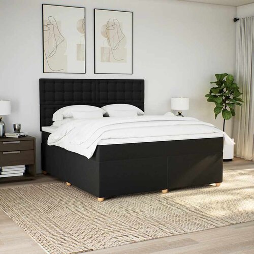  Krevet s oprugama i madracem crni 180x200 cm od tkanine Slike