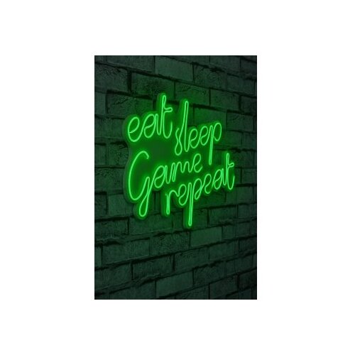 WALLXPERT dekorativna plastična led rasveta eat sleep game repeat green Slike