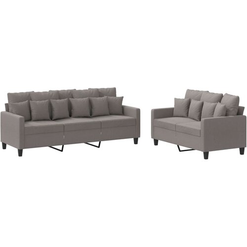  2-dijelni set sofa s jastucima smeđesivi od tkanine Slike