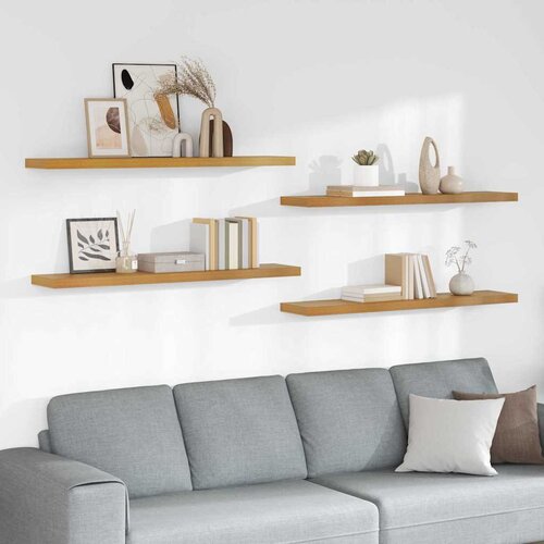  Polica na zidu 4 pcs Bež 120 x 23,5 x 4 cm Konstruirano drvo Cijene