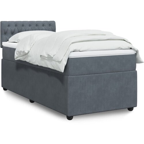vidaXL Box spring postelja z vzmetnico temno siv 90x190 cm žamet Cene