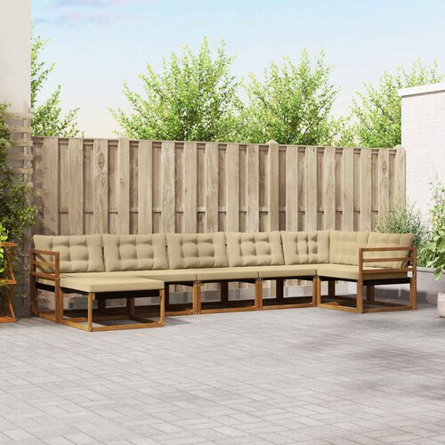  Set vanjskih sofa 7 kom. Prirodna i bež Čvrsto drvo akacije Cene