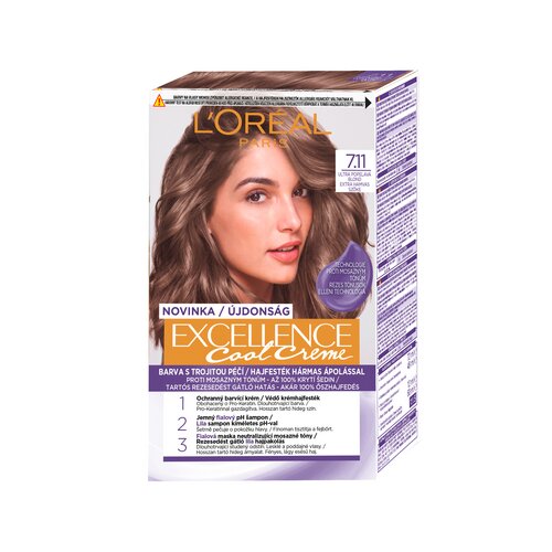 L&amp;acute;Or&amp;eacute;al Paris excellence Cool Creme trajna boja za kosu s hladnim tonovima 48 ml nijansa 7,11 Ultra Ash Blond Slike