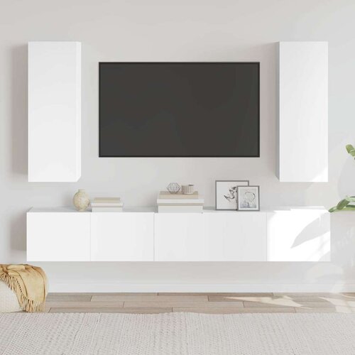  5-dijelni set TV ormarića sivog sonome konstruirano drvo Slike