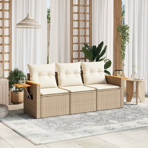 vidaXL 3-dijelni set vrtnih sofa od poliratana s jastucima bež Cijene