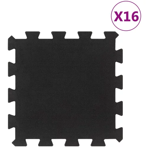 vidaXL Gumijaste talne plošče 16 kosov črna 16 mm 30x30 cm