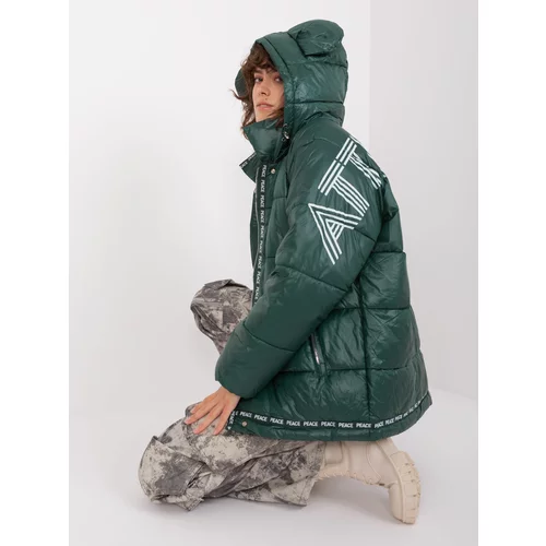 Fashion Hunters Dark green quilted winter jacket