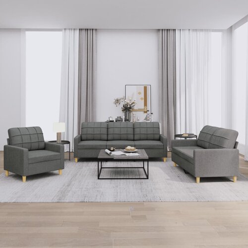 vidaXL 3-dijelni set sofa s jastucima tamnosivi od tkanine Cijene