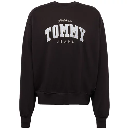 Tommy Jeans Sweater majica pastelno žuta / crna / bijela