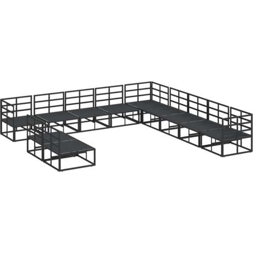 VidaXL Vrtna sedežna garnitura 11 pcs Črna 70 x 70 x 32 cm Aluminij Slike