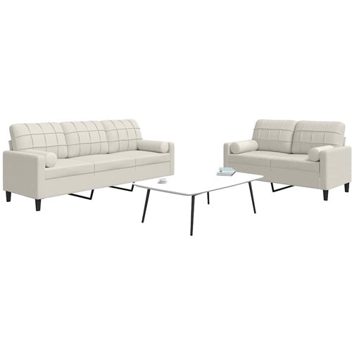 2-dijelni set sofa s jastucima krem baršunasti Cene