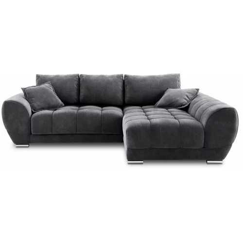 Windsor & Co Sofas temno siva kotna raztegljiva sedežna garnitura z žametnim oblazinjenjem Nuage, desni kot