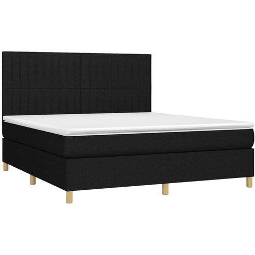  Box spring s madracem LED crni 160x200 cm od tkanine Slike