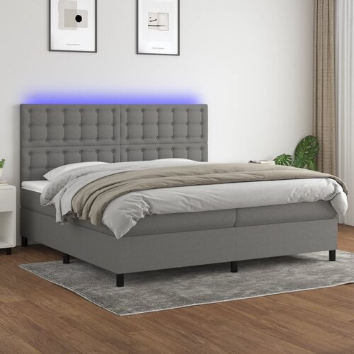 Krevet box spring s madracem LED tamnosivi 200x200 cm tkanina Cene