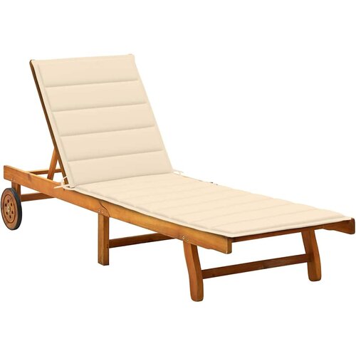  Vrtna ležaljka za sunčanje s jastukom masivno bagremovo drvo Krema 200 x 63 x 85 cm Slike