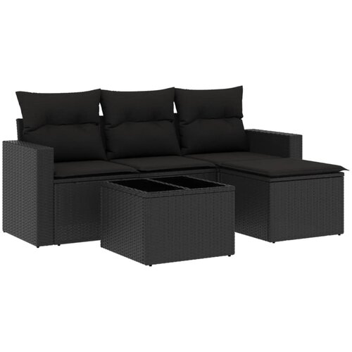  5-dijelna vrtna garnitura od poliratana s jastucima crna 93 x 62 x 69 cm Slike