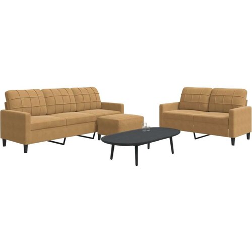  3-dijelni set sofa s jastucima smeđi baršunasti Cene